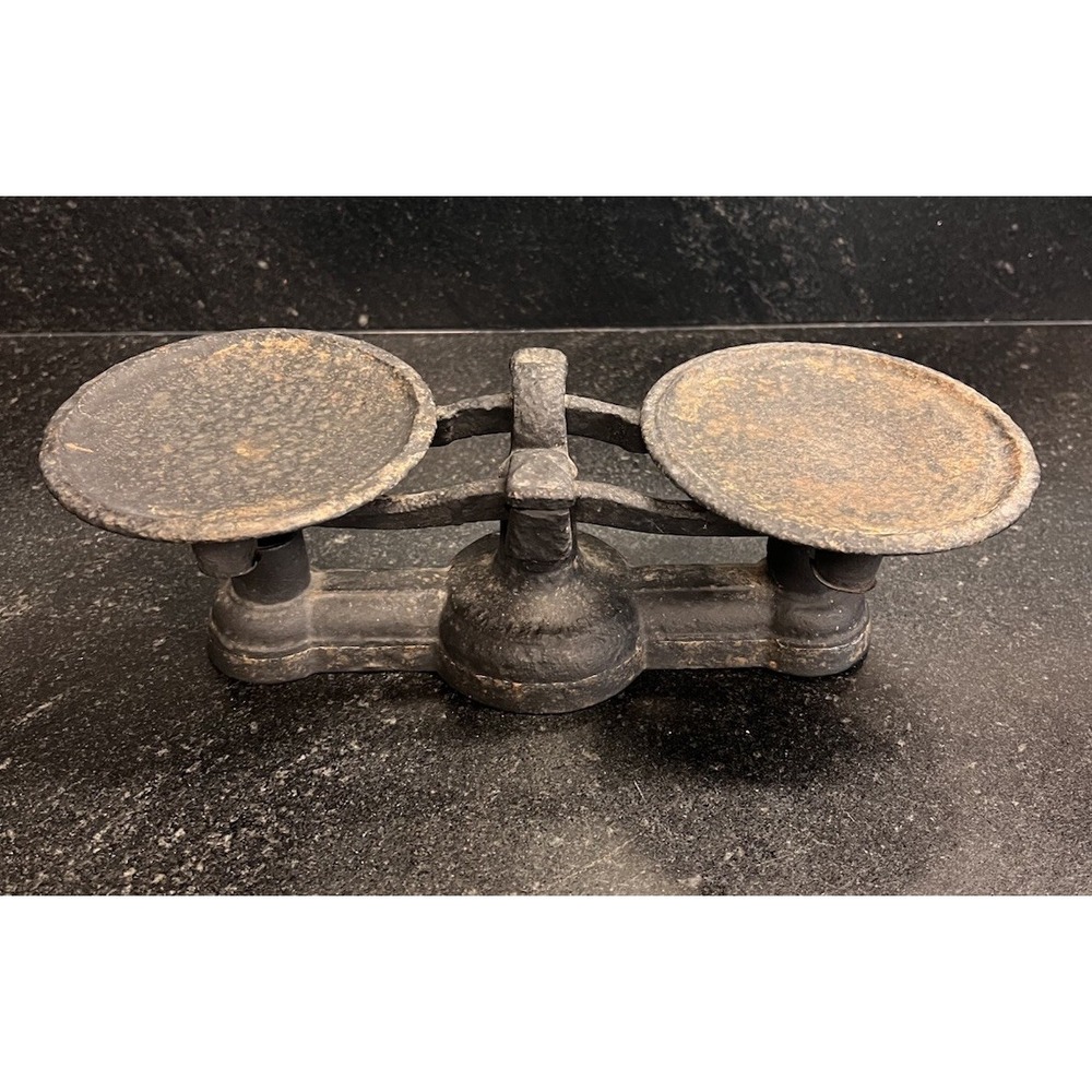 Antique Kinzer & Jones Cast Iron Balance Scale Double Pan‎ Apothecary Scale